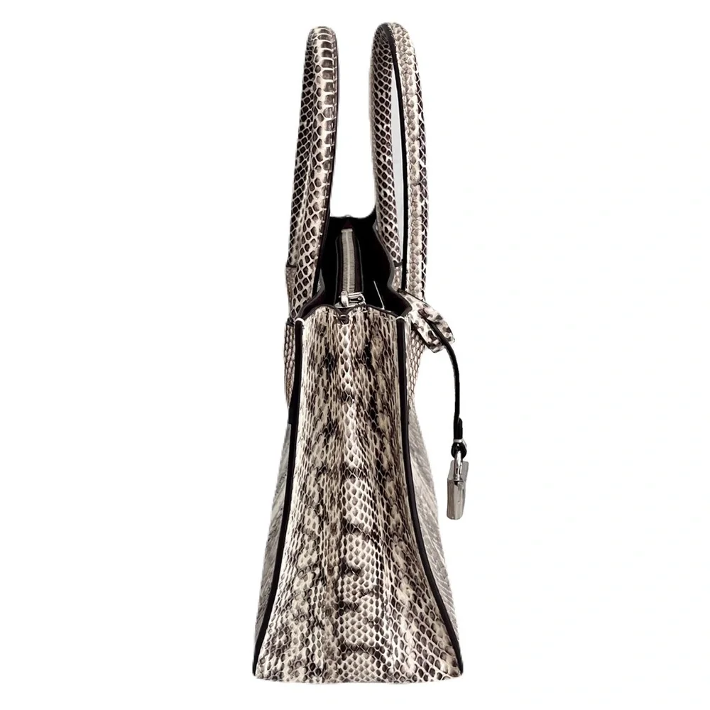 Michael Kors Beige Genuine Snakeskin ‘Mercer’ Crossbody Satchel Bag